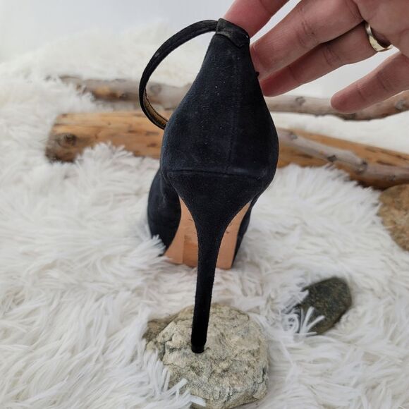 Sam edelman black suede leather peep toe platform heels - Picture 13 of 16